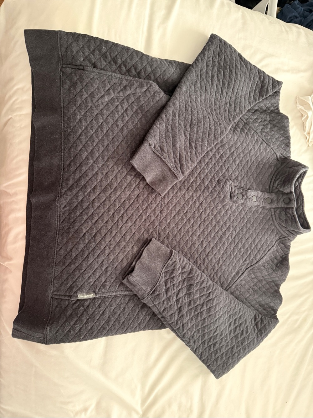 Eddie Bauer Quilted Snap-Neck Pullover — Charcoal